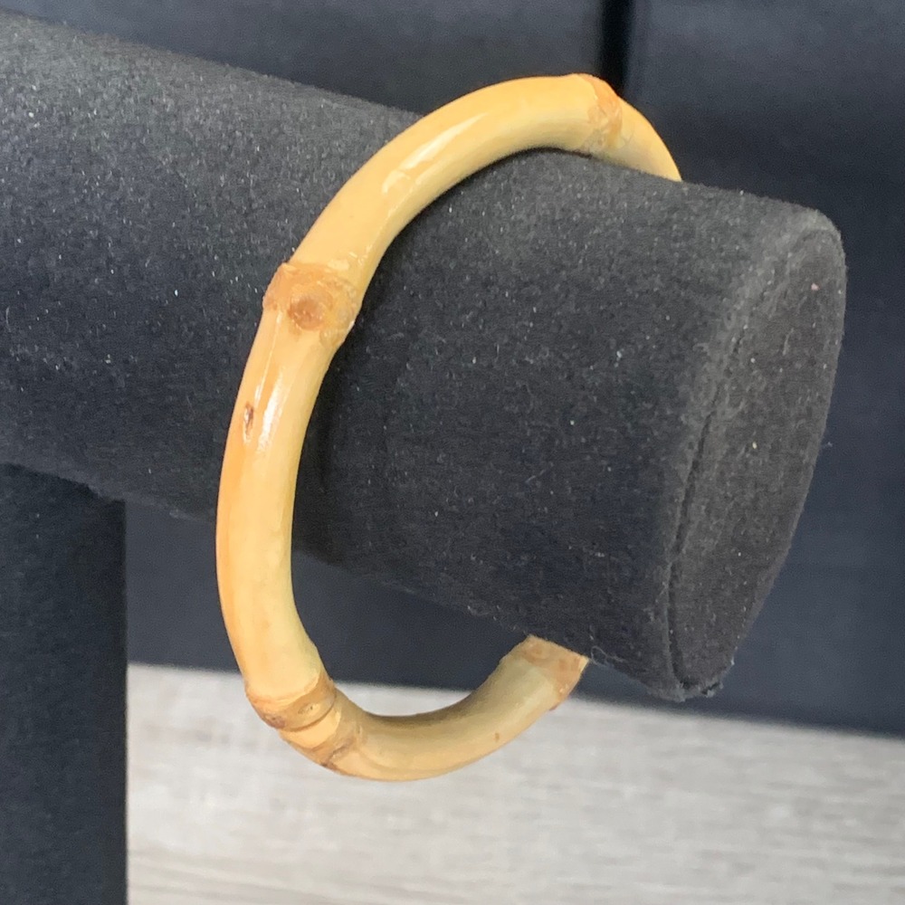 Vintage Natural Bamboo Bangle Bracelet Tropical Boho Wood Slip On 8.5 Inch